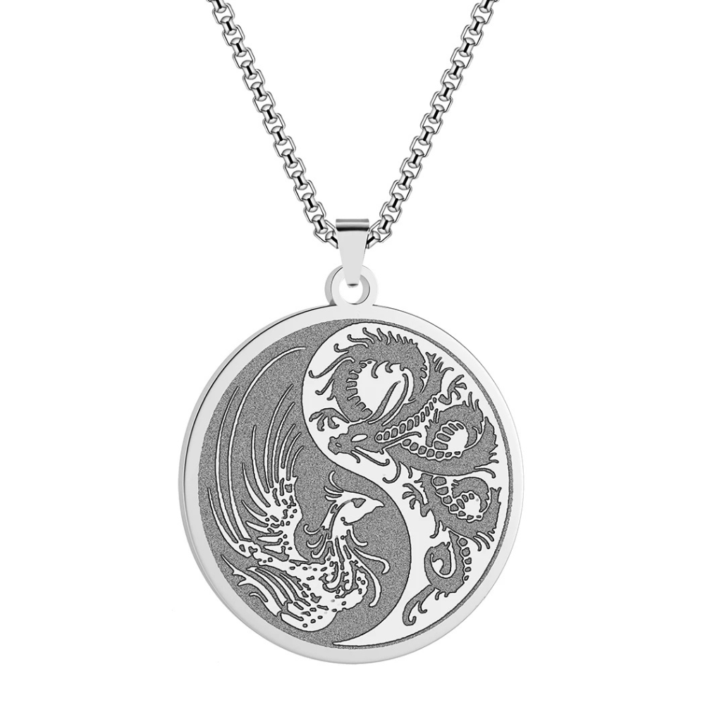 Collier Phœnix vs Dragon argent