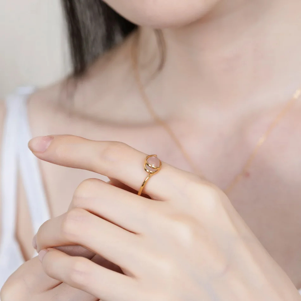 Bague Quartz Rose Or