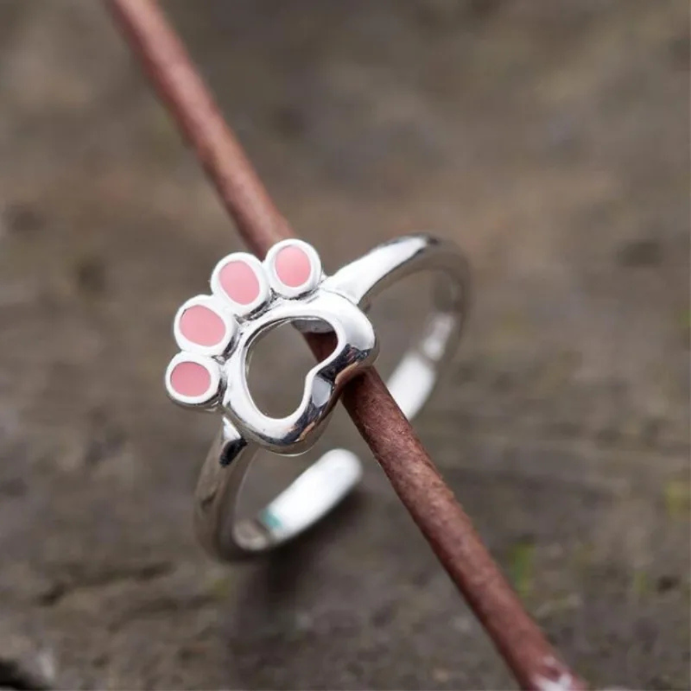 Bague Patte de Chien Rose fantaisie