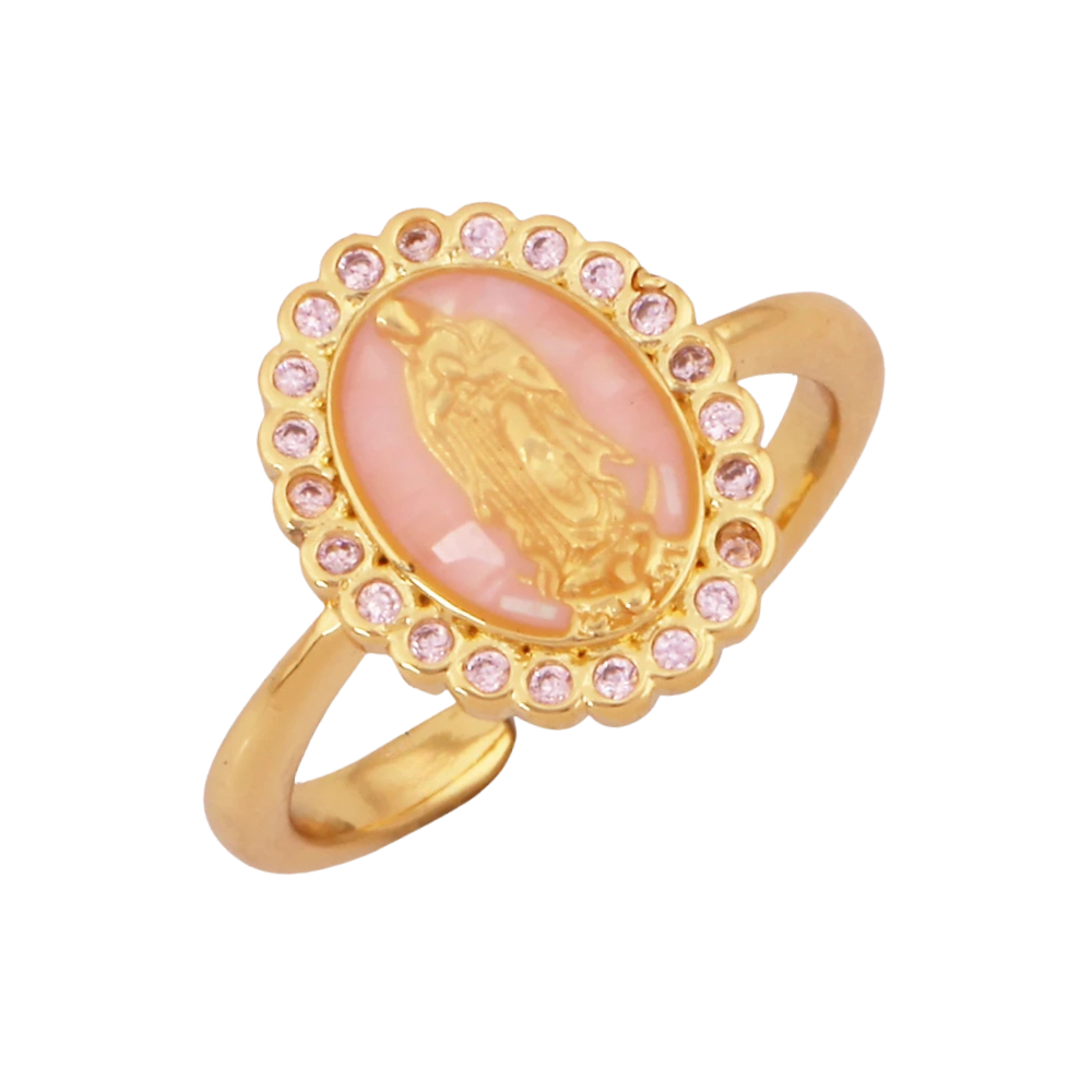 Bague Vierge Marie Nacre rose