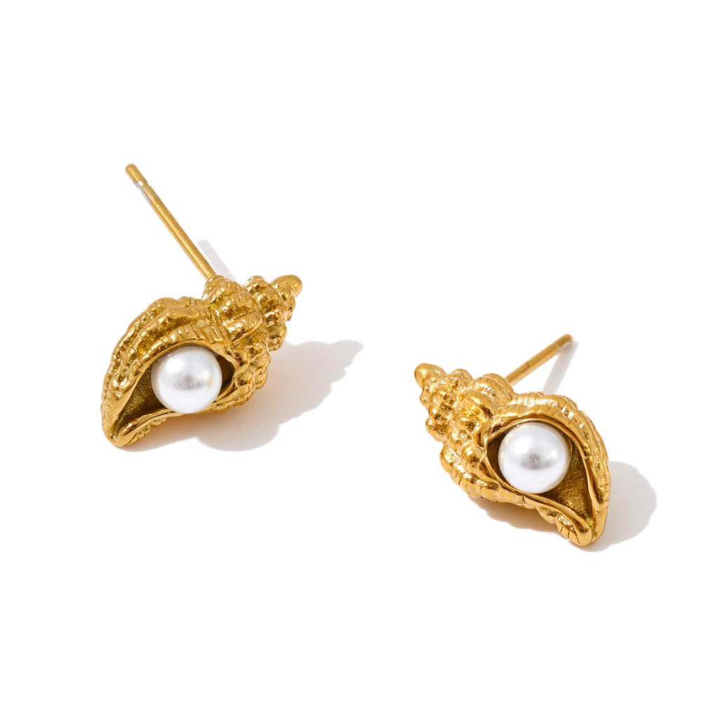 Boucles d'Oreilles Coquillage Perle