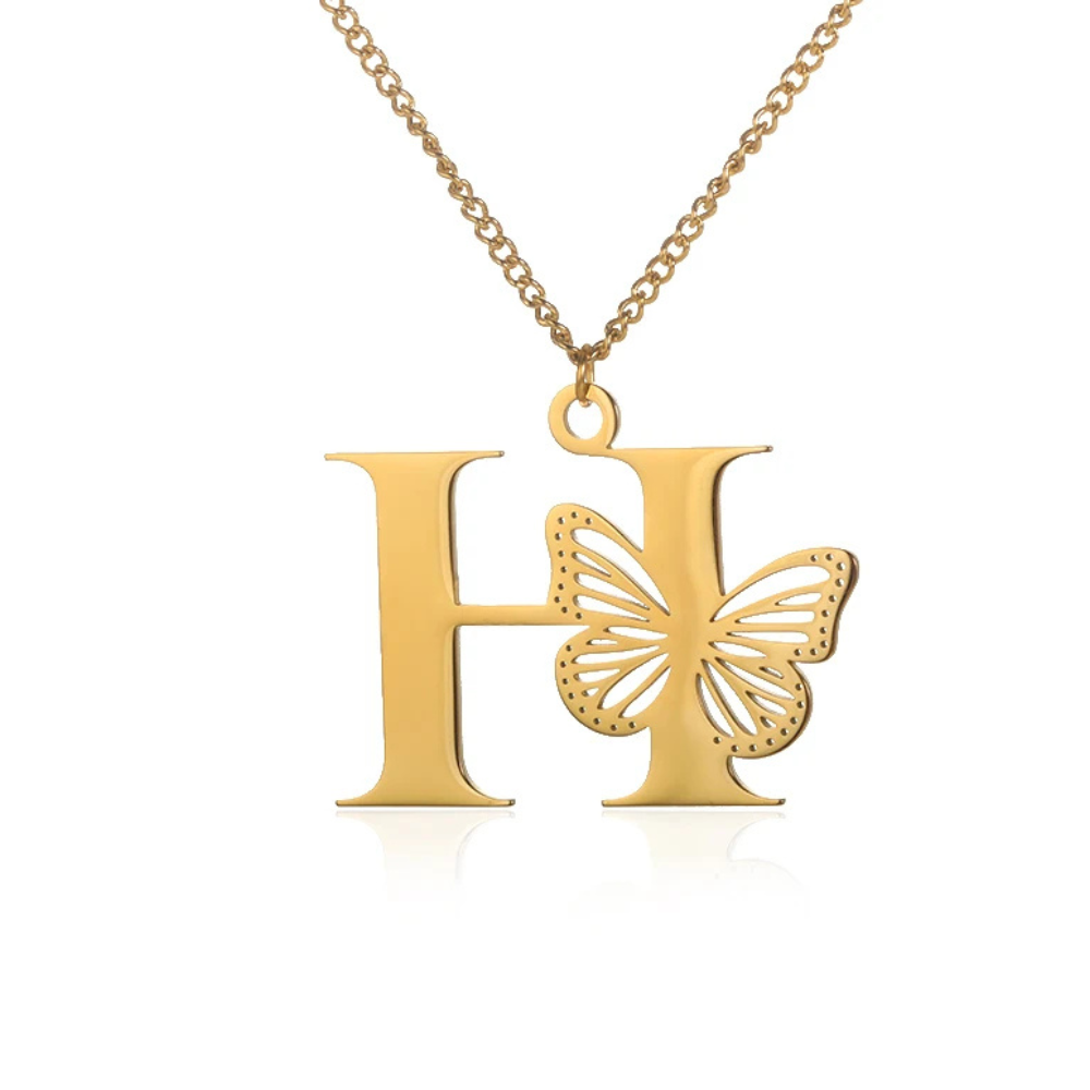 Collier Initiale Papillon h