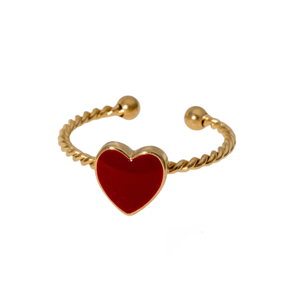 Bague Coeur Torsadé rouge