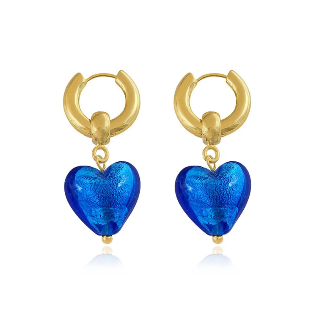 Boucles d'Oreilles Coeur Résine bleu