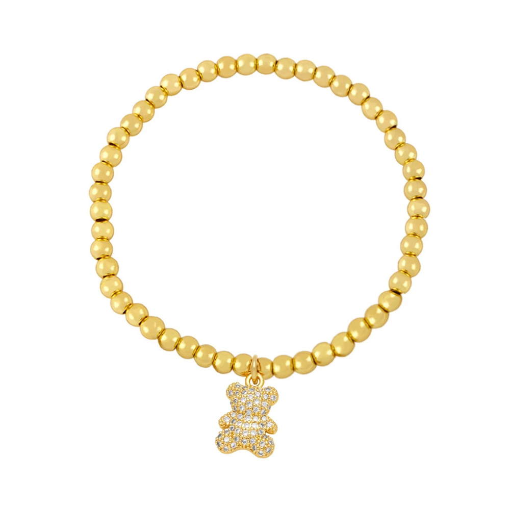 Bracelet Ourson Perles Dorées