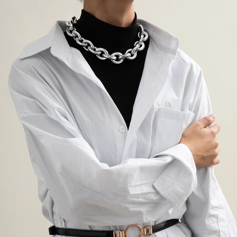 Collier Grosse Maille argenté femme