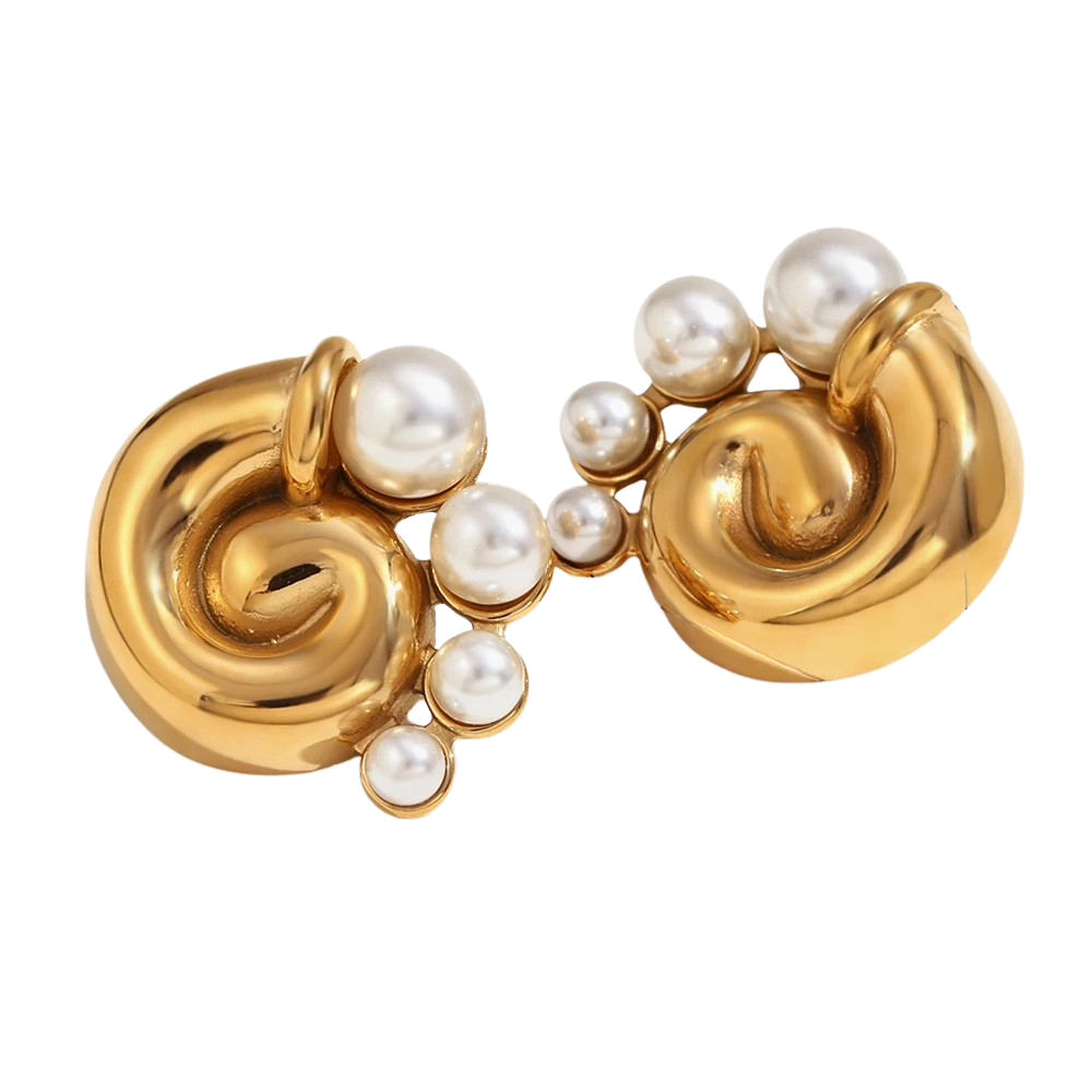 Boucles d'Oreilles Escargot et Perles