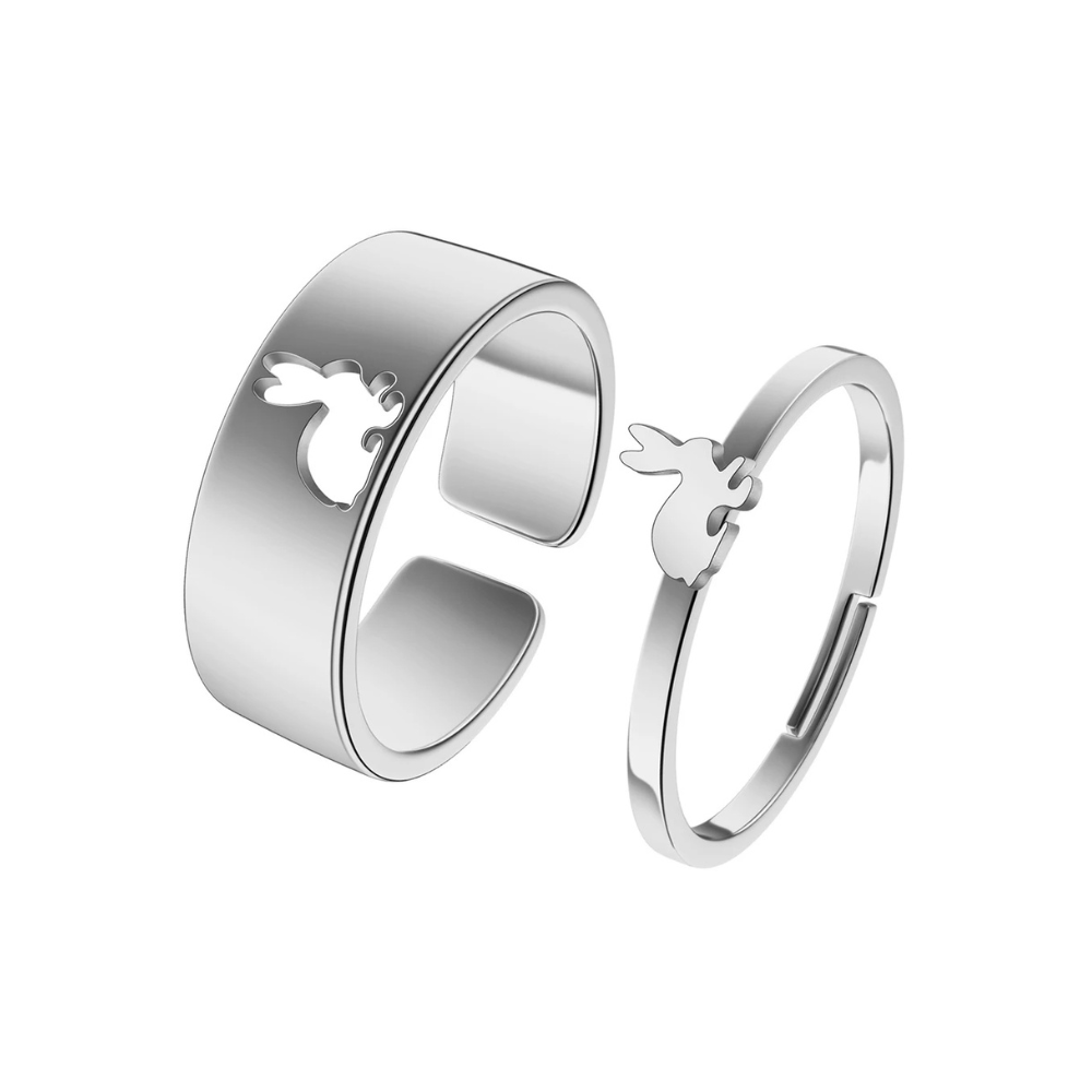 Double Bague Lapin argent