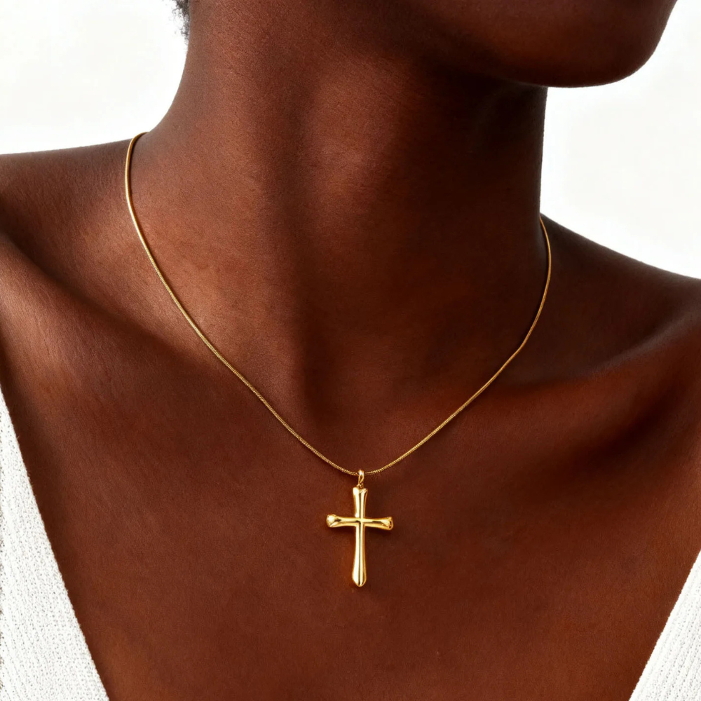 Collier Croix Élégant Femme or