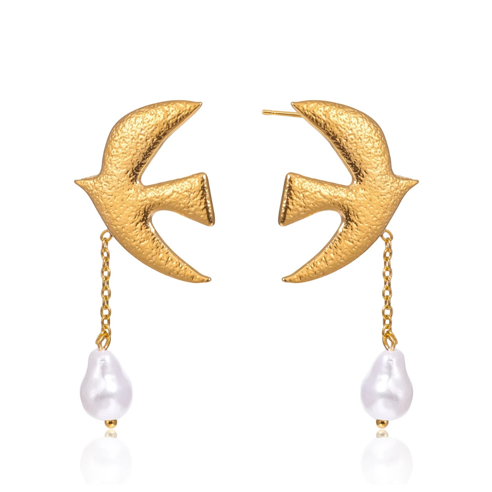 Boucles d'Oreilles Oiseaux et Perles
