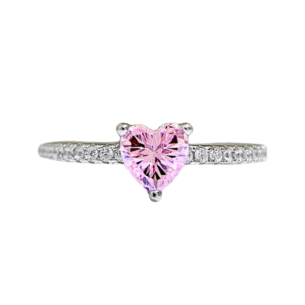 Bague Fiançailles Cœur Rose