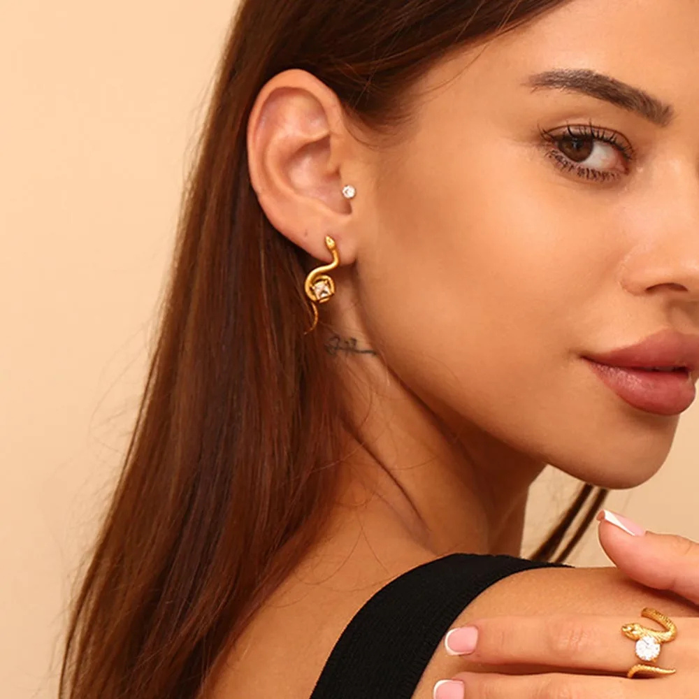 Boucles d'Oreilles Serpent Diamant femme