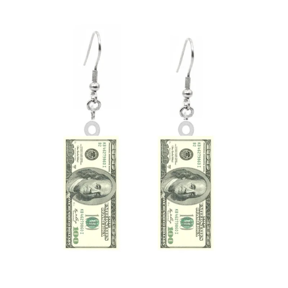 Boucles d'Oreilles Billet de 100 Dollard