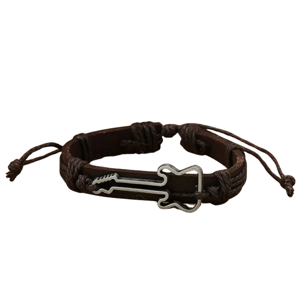 Bracelet Guitare Cuir Vintage