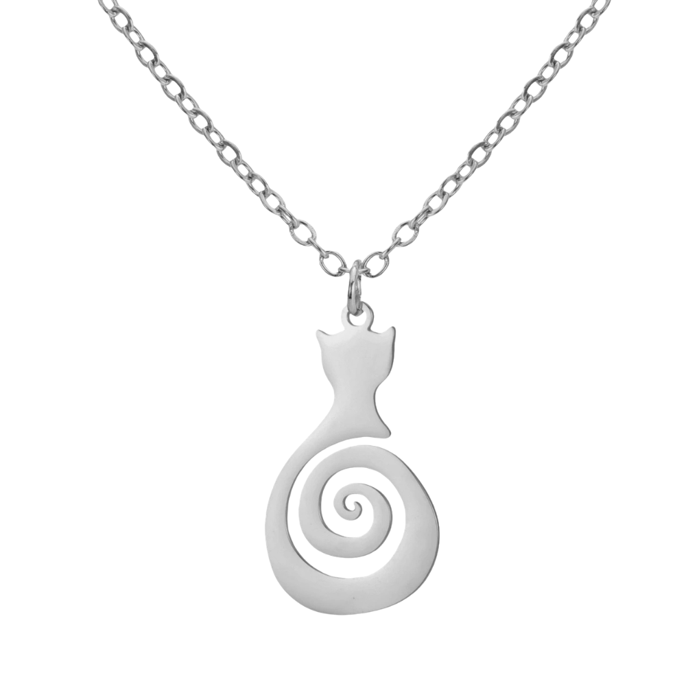 Collier Chat Spiral argent