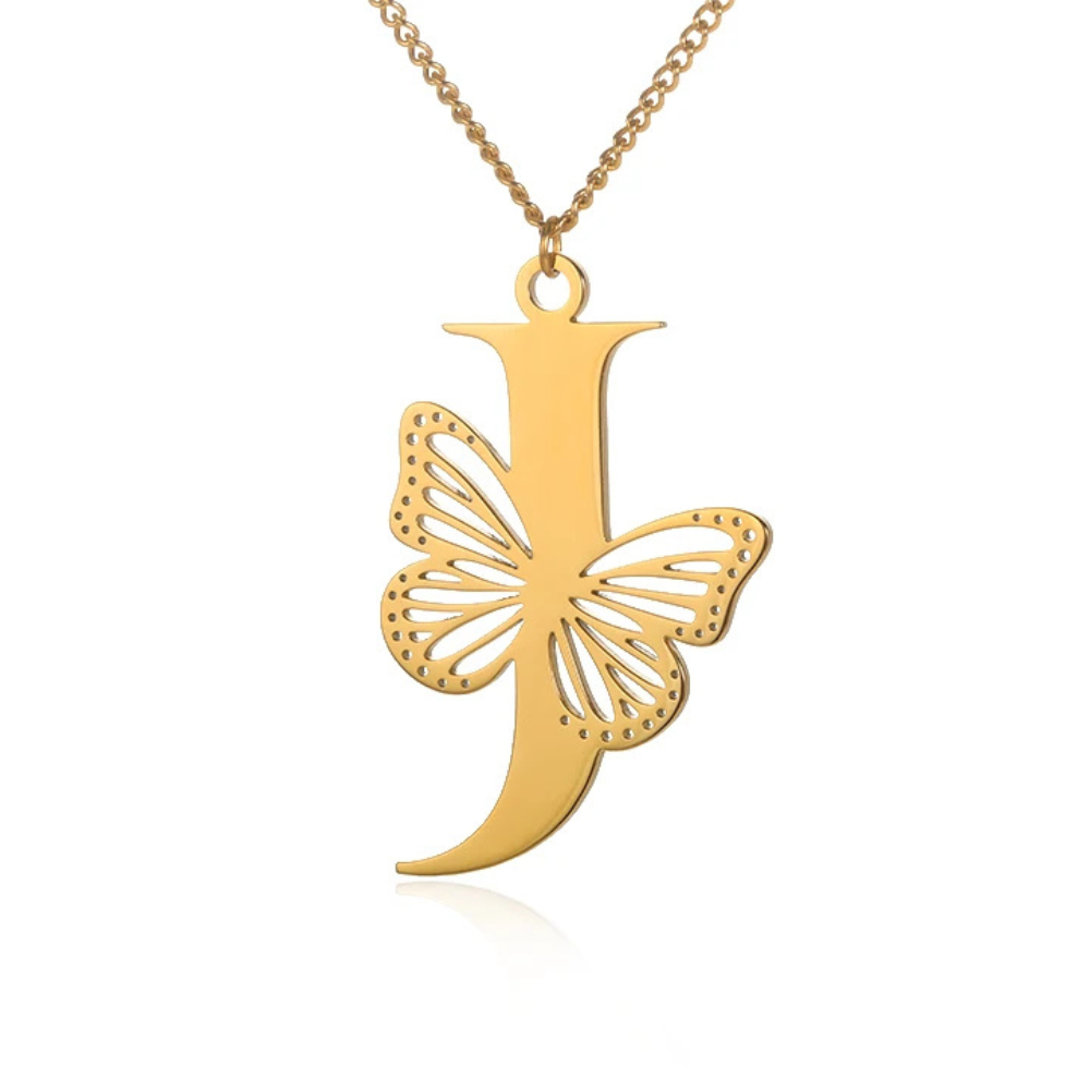 Collier Initiale Papillon j