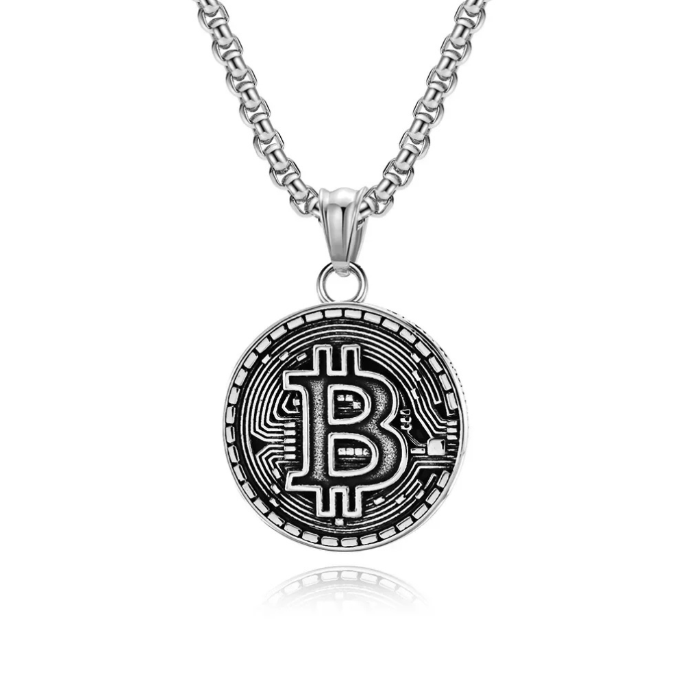 Pendentif Bitcoin argent