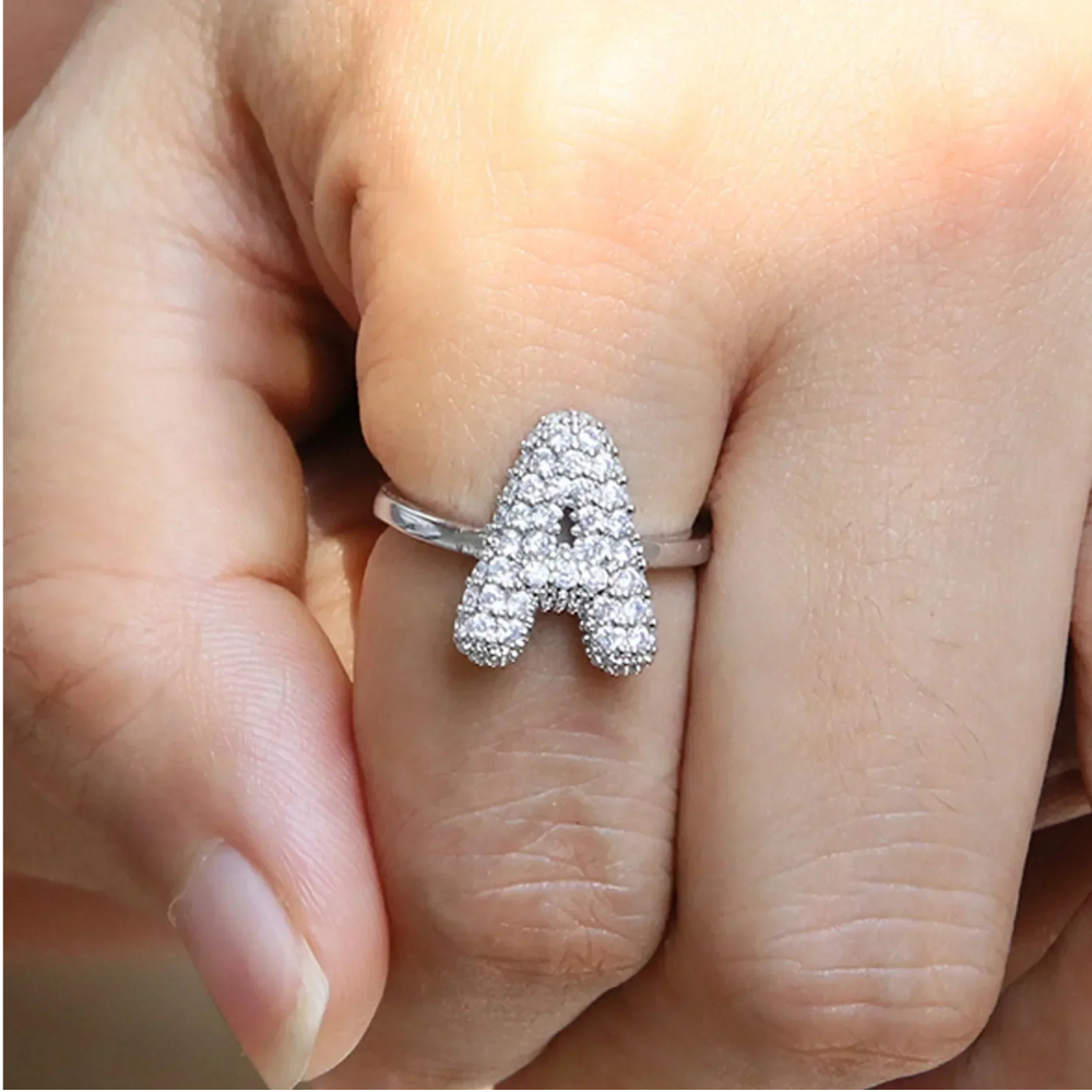 Bague Lettre Bubble argent