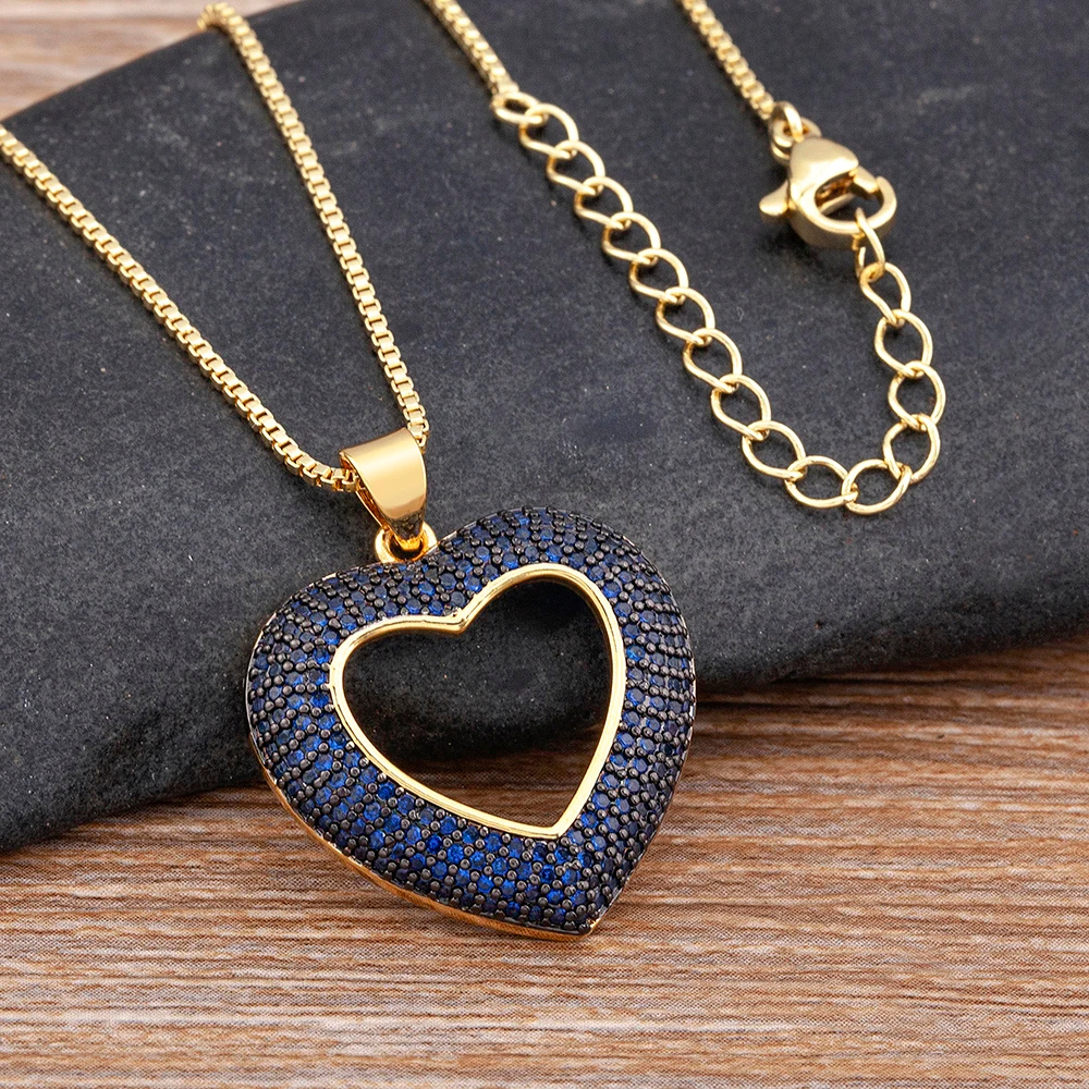 Collier Pendentif Coeur Strass bleu