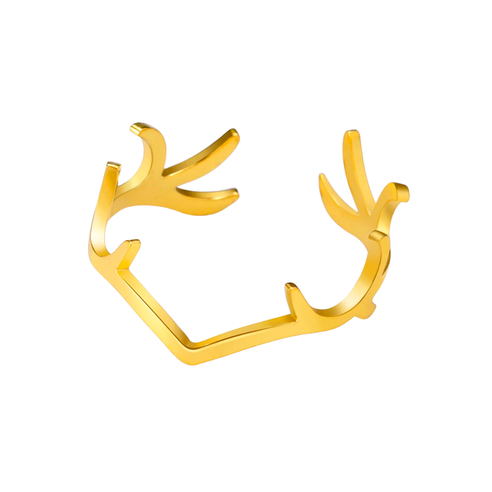 Bague Bois de Cerf Acier or