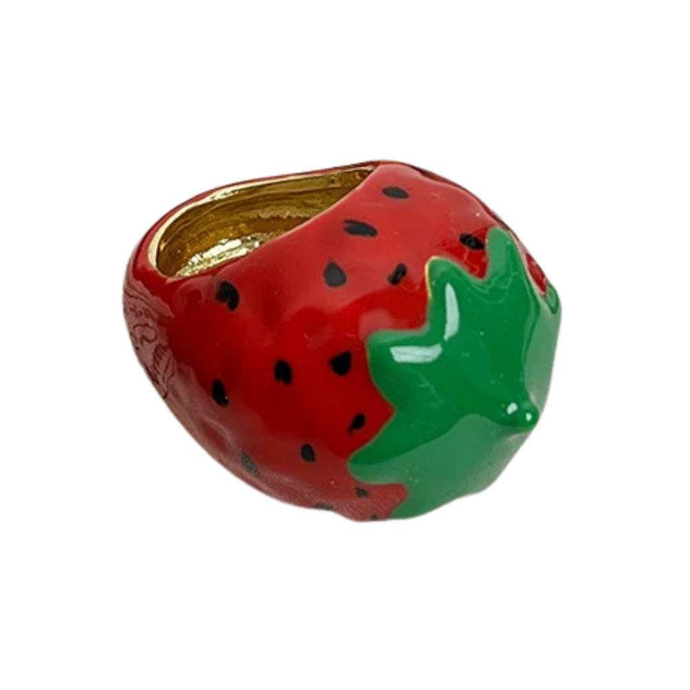 Bague Fraise Émail