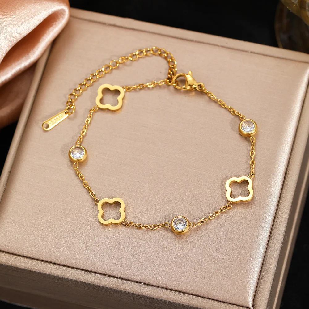 Bracelet Trèfle et Strass