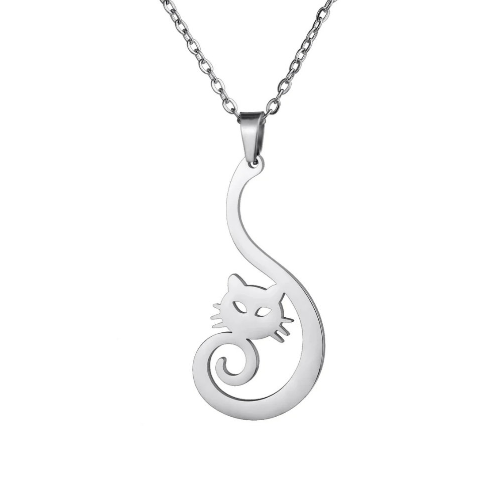 Collier Silhouette Chat Femme argent