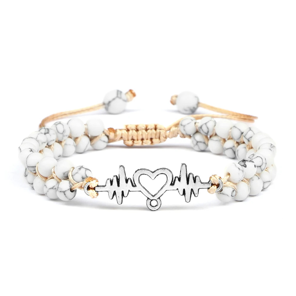 Bracelet Ondes Coeur Blanc argent