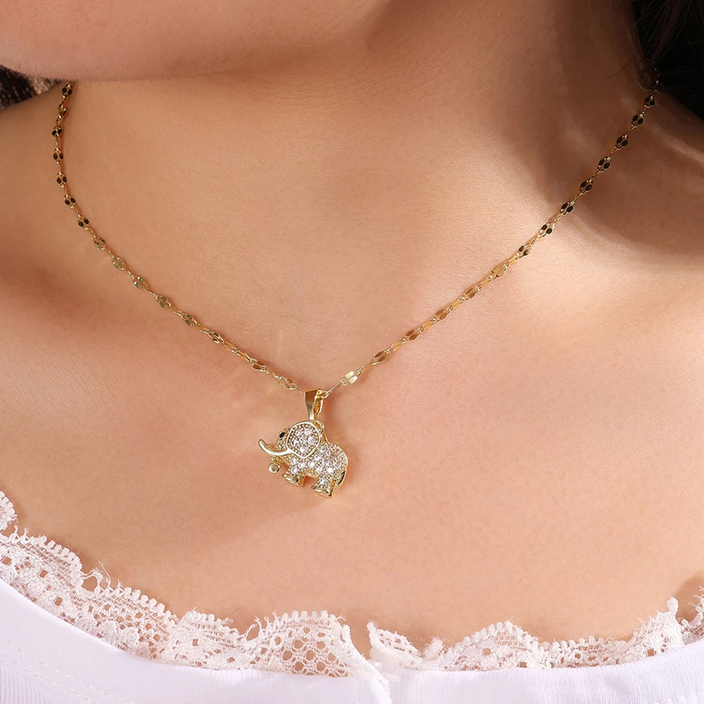 Collier Éléphant Strass femme