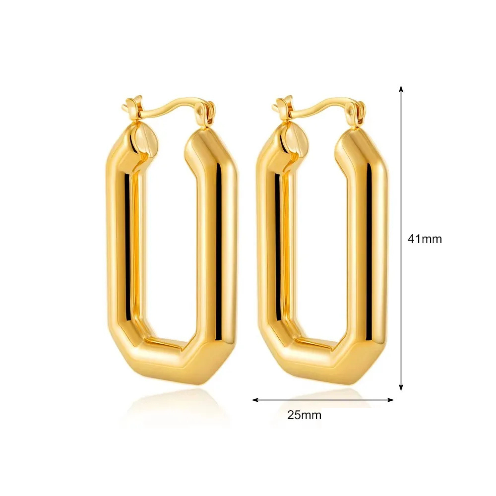Boucles d'Oreilles Or Rectangle Design femme