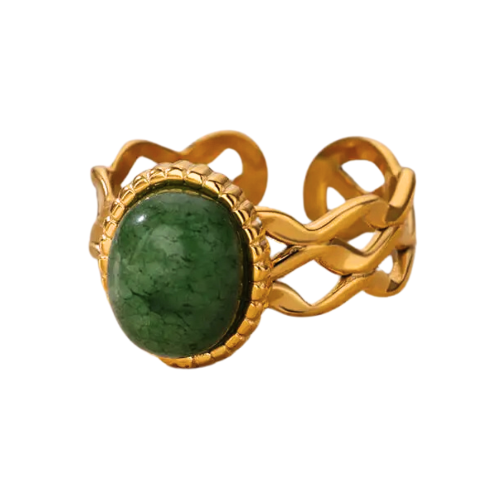 Bague Fantaisie Pierre Verte Arène Bijoux - Main Image