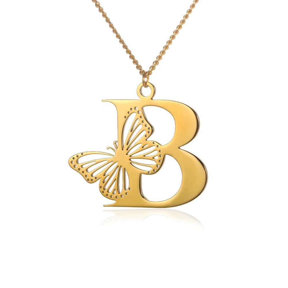Collier Initiale Papillon b