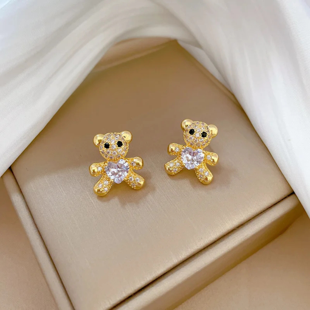 Boucles d'Oreilles Ourson Doré