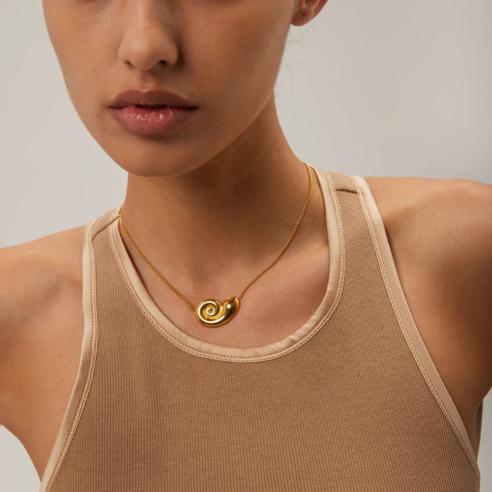 Collier Escargot Or acier