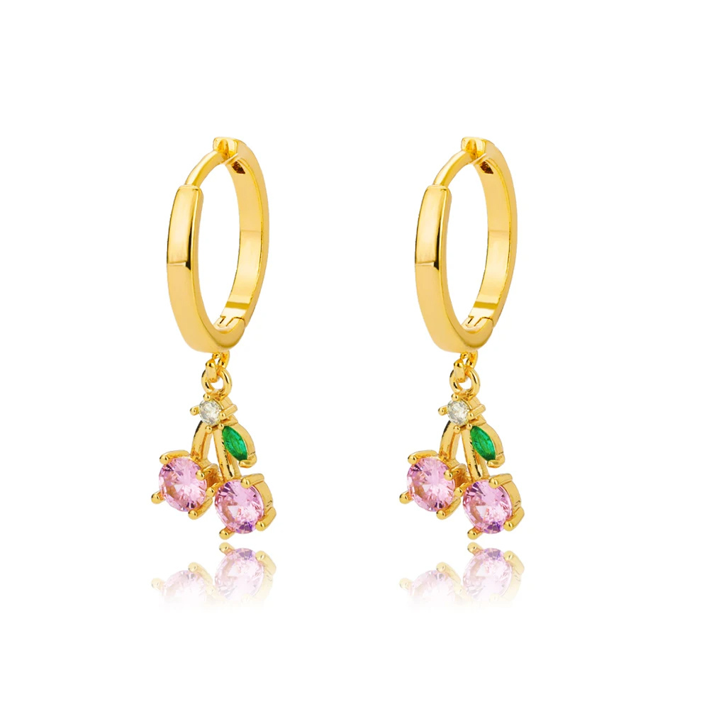 Boucles d'Oreilles Cerise Rose