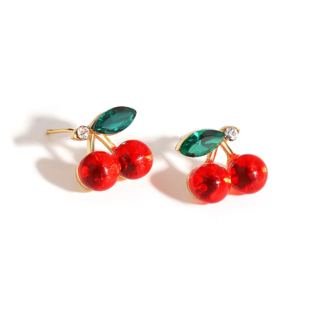 Boucles d'Oreilles Cerise Rouge