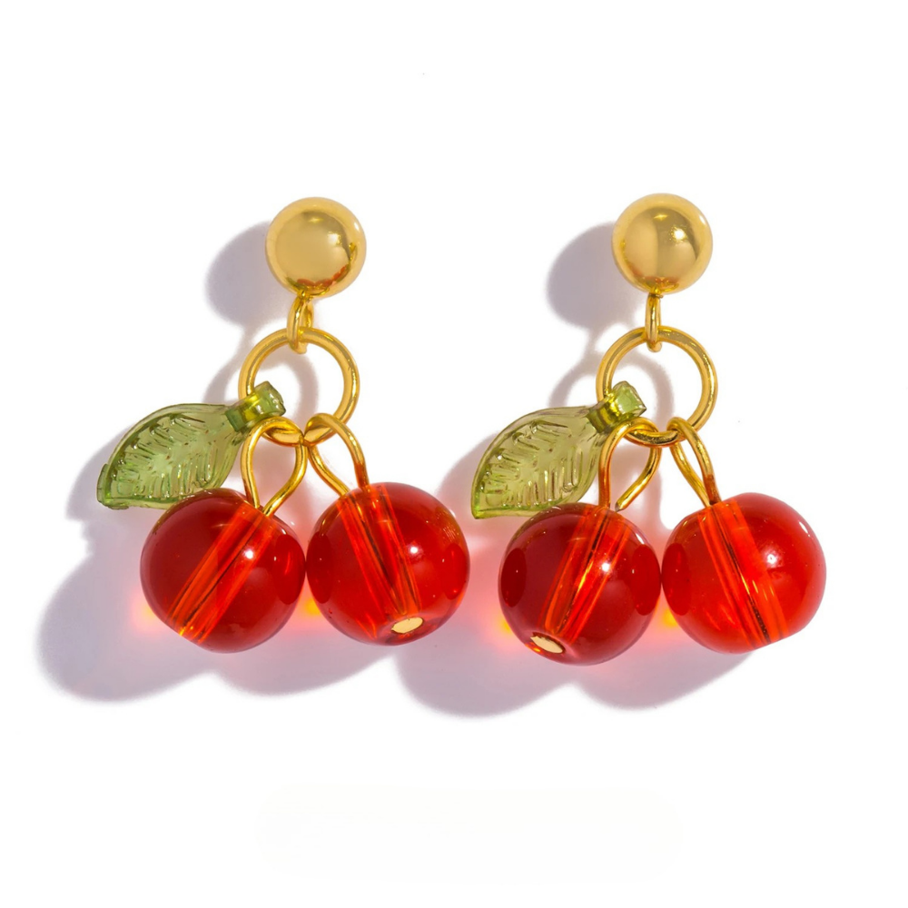 Boucles d'Oreilles Cerise Résine