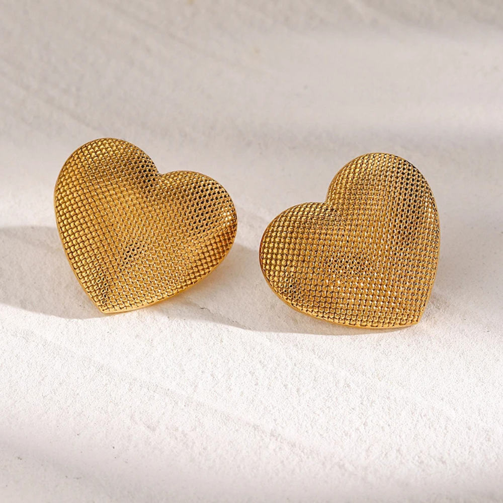 Boucles d'Oreilles Cœur Relief