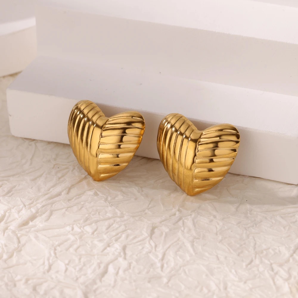 Boucles d'Oreilles Cœur Strié