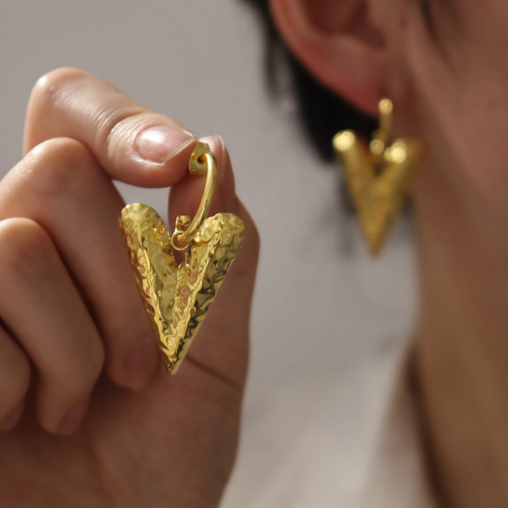 Boucles d'Oreilles Cœur Martelé