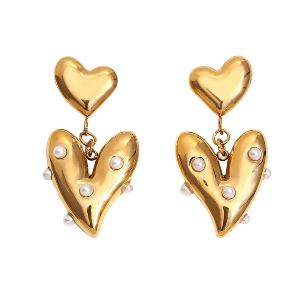 Boucles d'Oreilles Cœur Perles