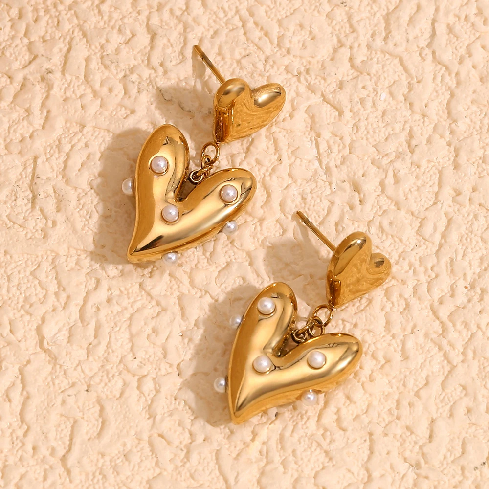 Boucles d'Oreilles Cœur Perles