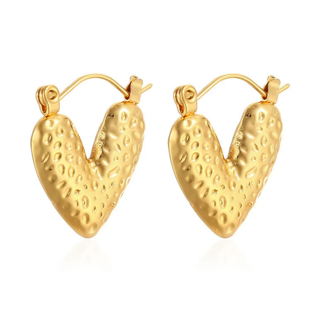 Boucles d'Oreilles Créoles Cœur Martelé