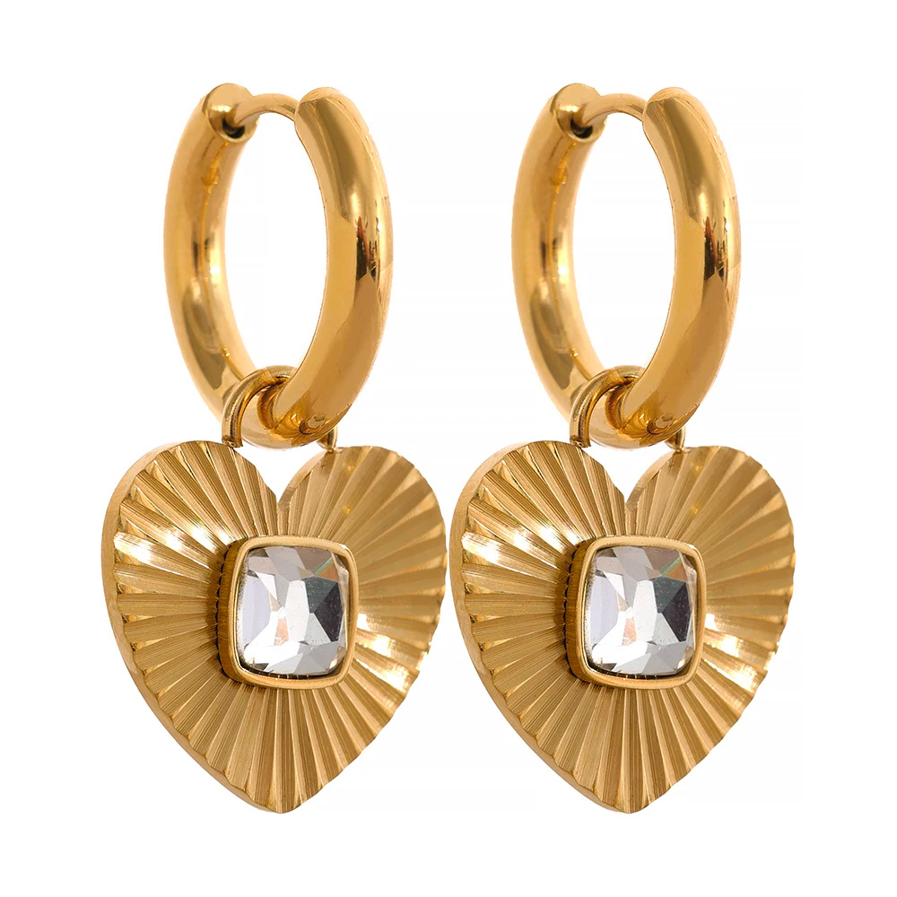 Boucles d'Oreilles Créoles Cœur Zircon