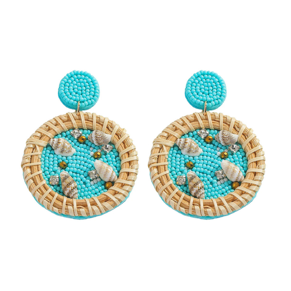 Boucles d'Oreilles Coquillage Perle Osier