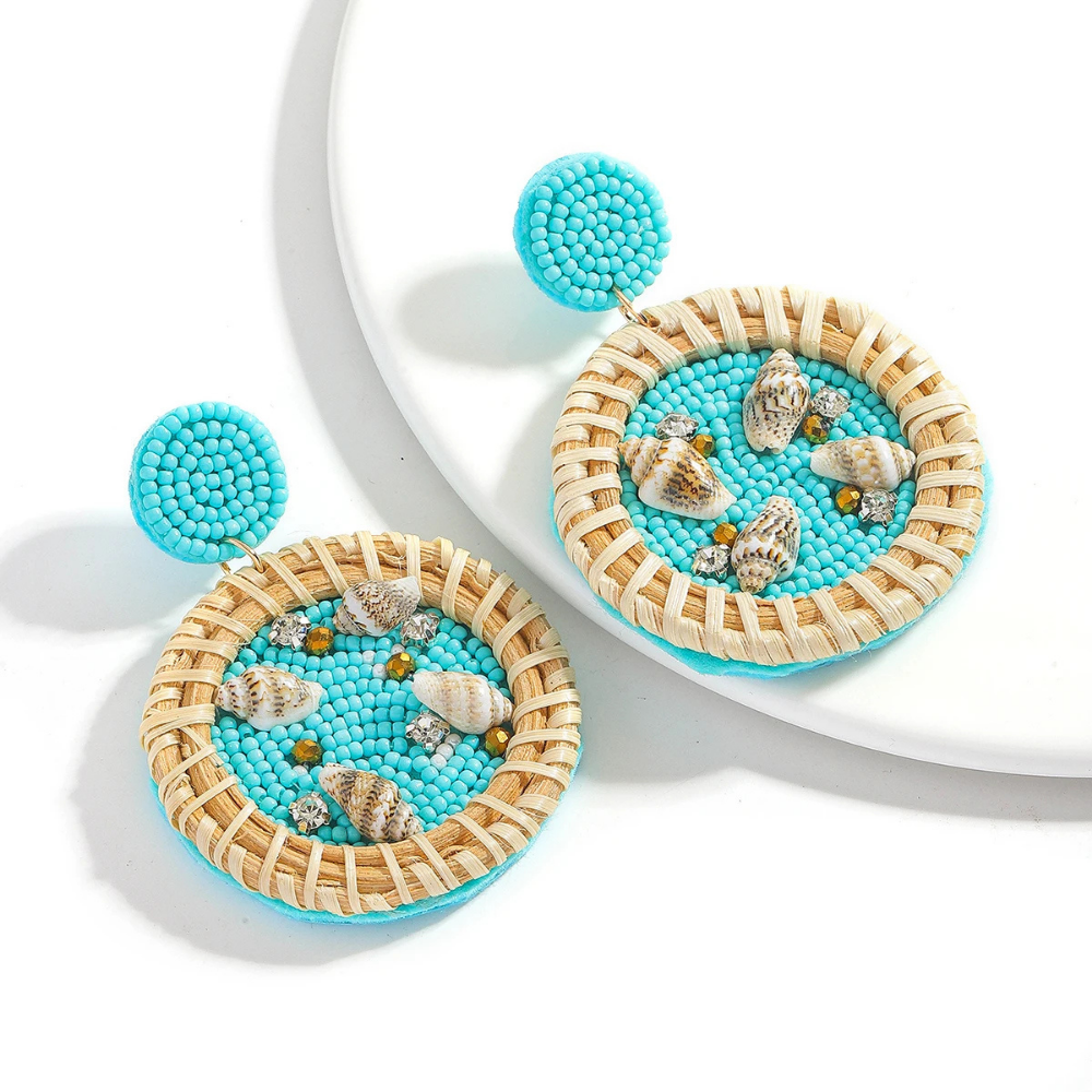 Boucles d'Oreilles Coquillage Perle Osier pas cher