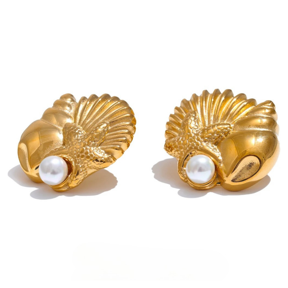 Boucles d'Oreilles Coquillage Fossile