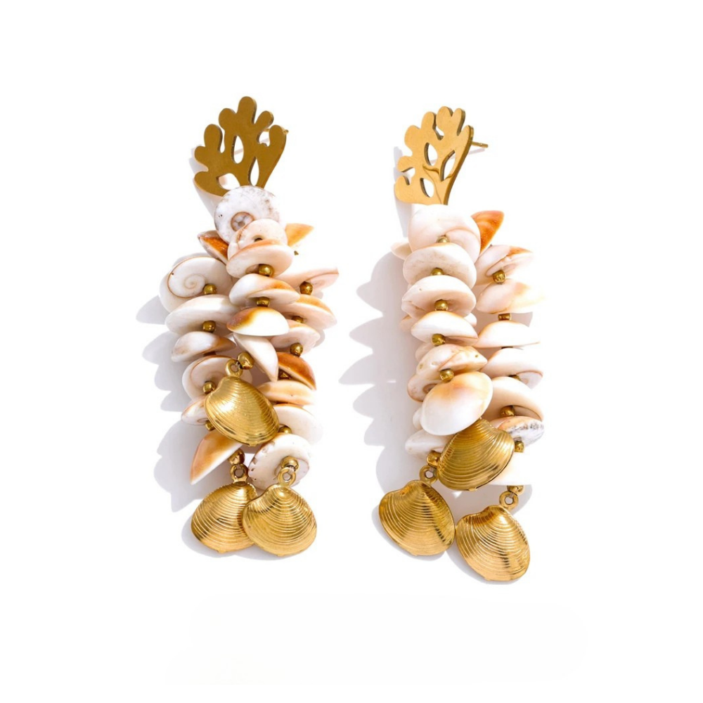 Boucles d'Oreilles Coquillage Longue Pendante