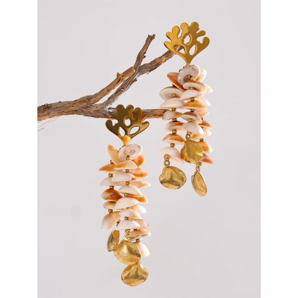 Boucles d'Oreilles Coquillage Longue Pendante