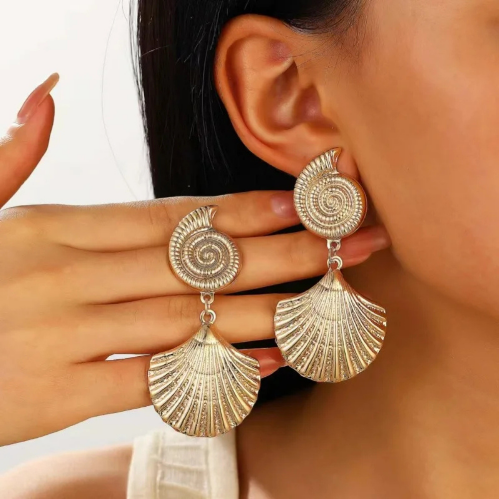 Boucles d'Oreilles Double Coquillage
